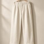 ASSANE, pantalon droit en lin et coton blanc chaud de la collection ATLAS — vue principale