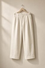ASSANE, pantalon droit en lin et coton blanc chaud de la collection ATLAS — vue principale