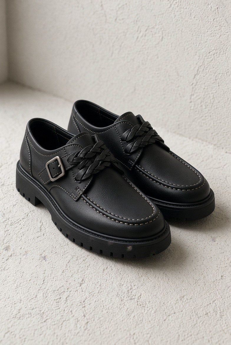 CHÉDA — Soulier boucle tressé noir