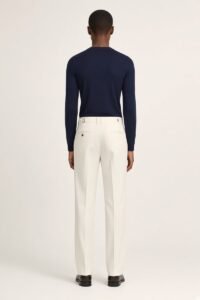 COLIN · Pantalon coton & lin — vue de dos, fond nacre