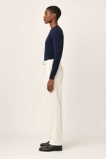 COLIN · Pantalon coton & lin — vue de profil, fond nacre