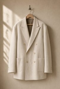 FITA, blazer croisé en lin crème de la collection ATLAS — vue principale