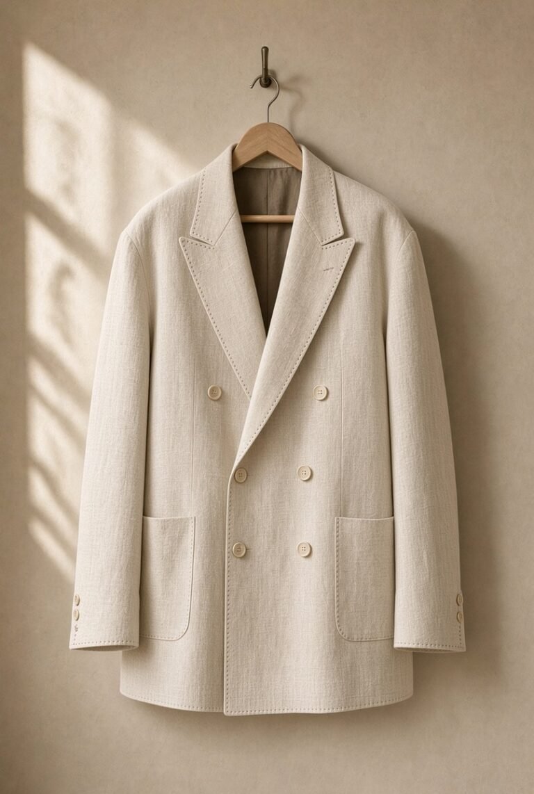 FITA, blazer croisé en lin crème de la collection ATLAS — vue principale