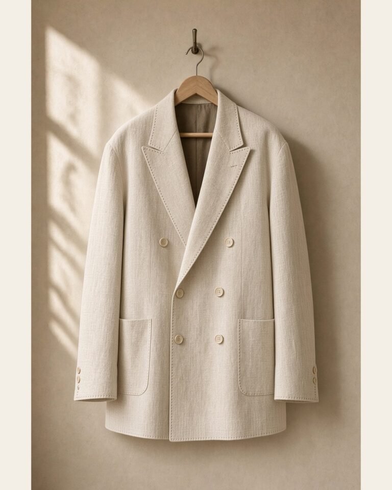FITA, blazer croisé en lin crème — vue d'ensemble