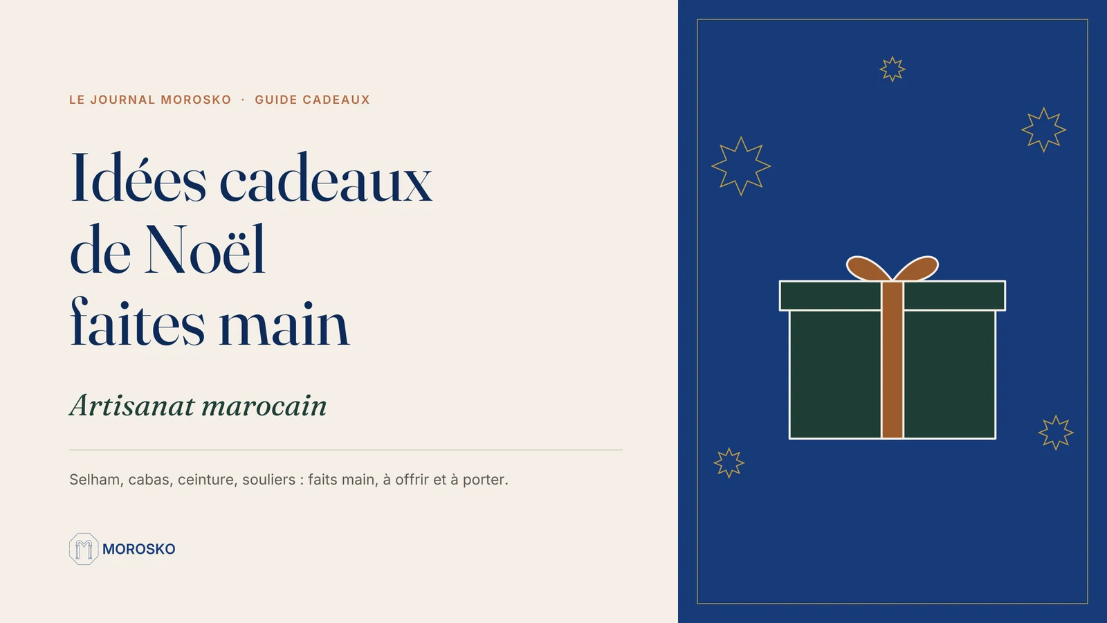Couverture du journal Morosko : idées cadeaux artisanaux marocains pour Noël