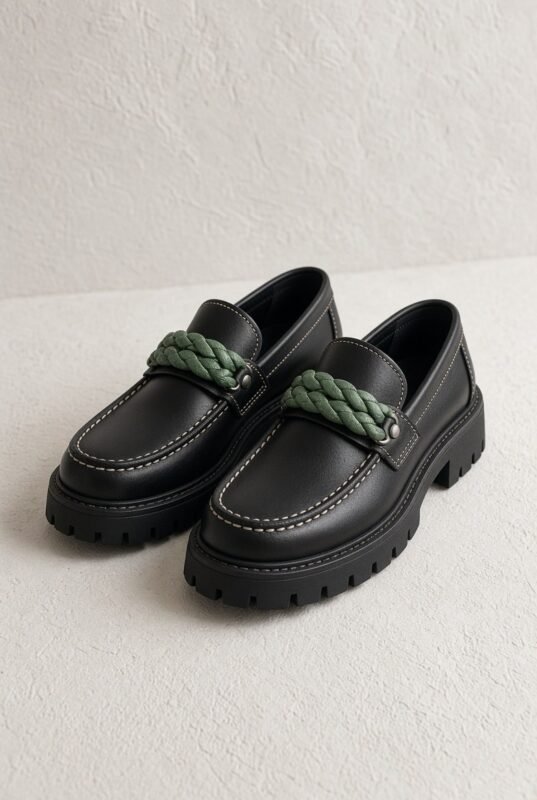 KIMA, souliers noirs à tresses Cèdre