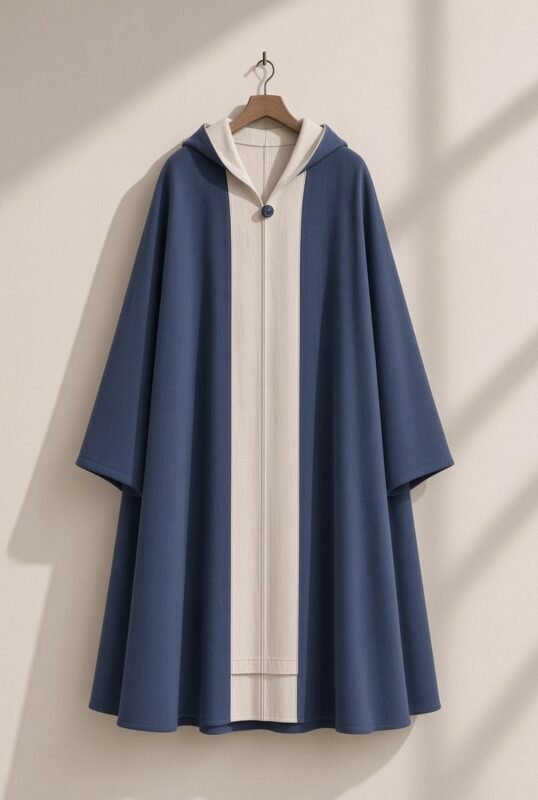 NASNAS, navy hooded selham with a Nacre band, from the ATLAS collection handmade in Fès, main view