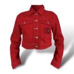 Veste RUBY PUNK rouge de Rime Sbai, vue de face
